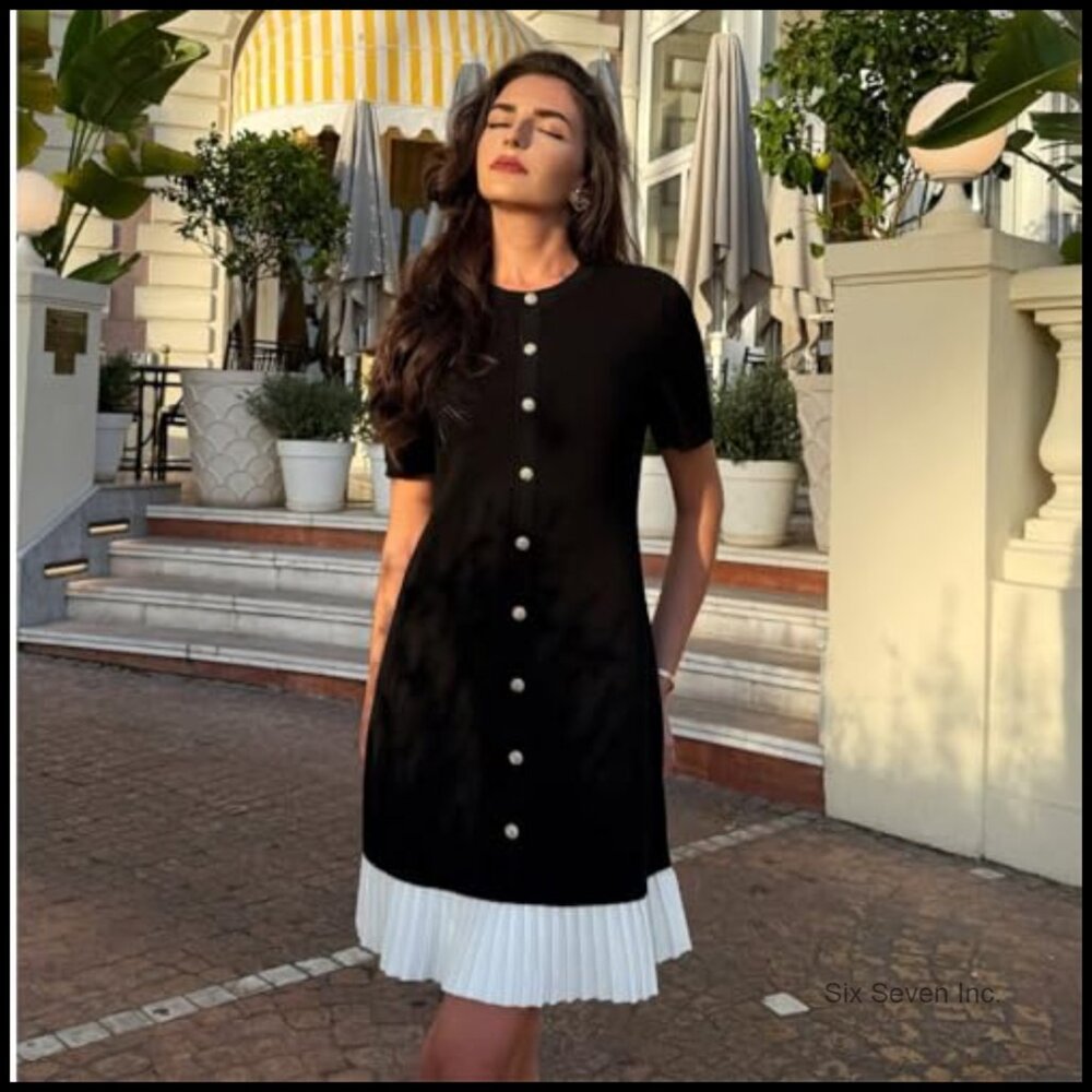 Tencel Blend Bodycon Knit Mini Dress Short Sleeve Crew Neck Casual - Picture 4 of 7